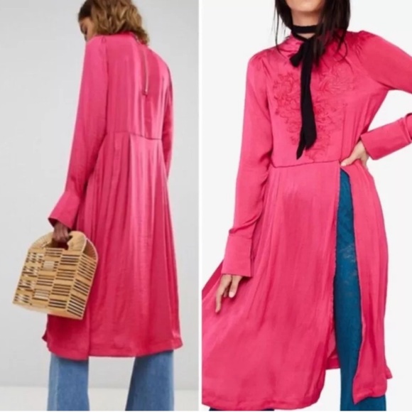 Free People Dresses & Skirts - Free People Mock Neck Floral Embroidery Midi Dress